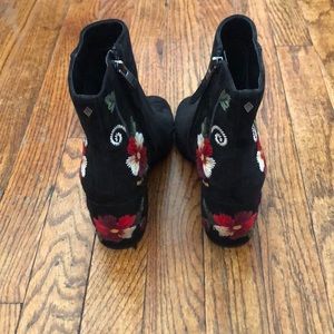 black floral ankle boot